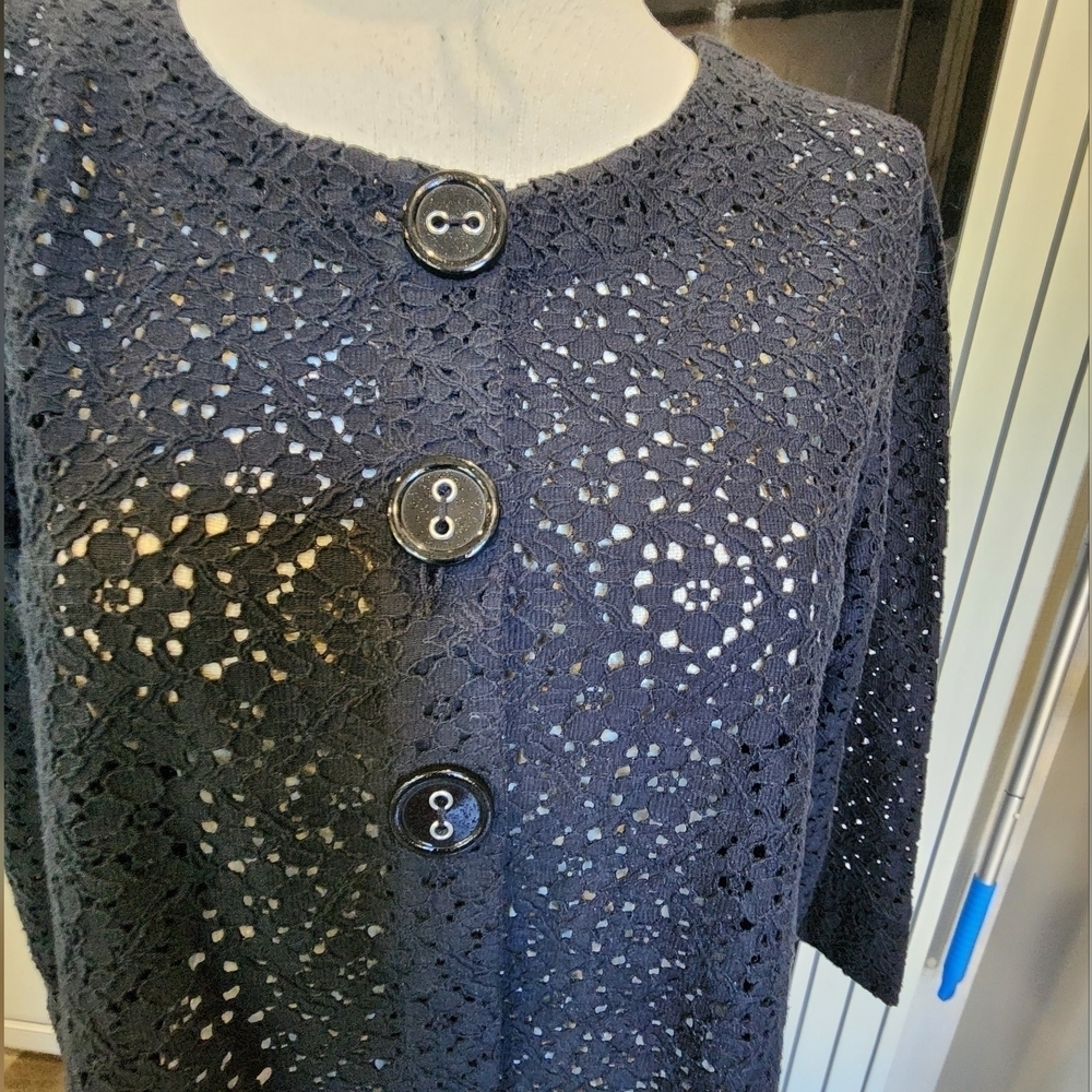 WESTBOUND BLACK Eyelet Button-Up CARDIGAN - Picture 2 of 9